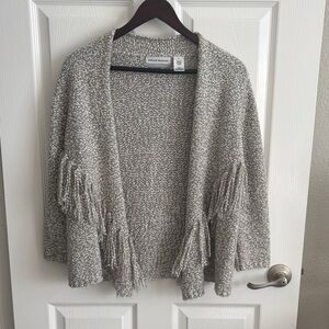Alfred Dunner Gray Fringe Cardigan